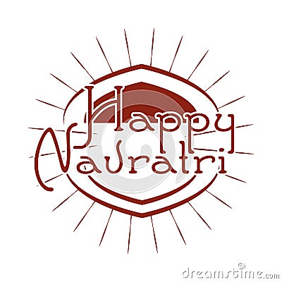 Happy navratri indian, calligraphy celebration banner silhouette style icon Vector Illustration