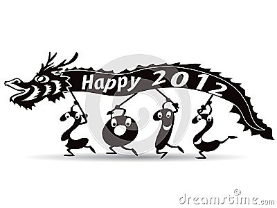 Happy new year 2012, dragon year Vector Illustration