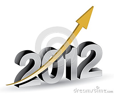 Happy new year 2012 with rising graph Vector Illustration