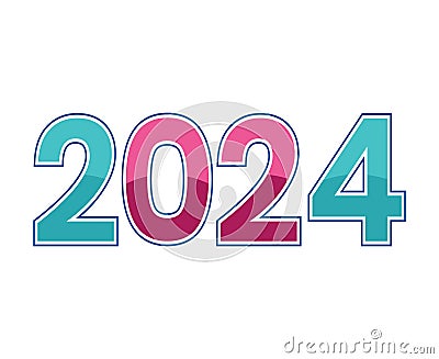 Happy New Year 2024 Abstract Blue And Pink Graphic Design Vector Illustration