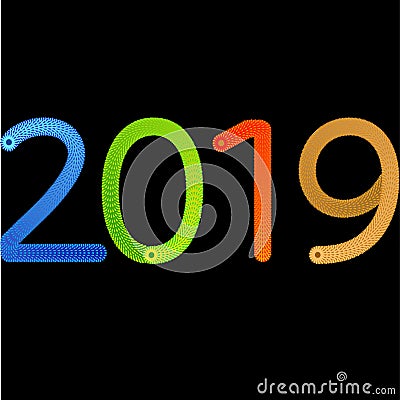 2019 happy new year abstract card design with gradient Vector Illustration
