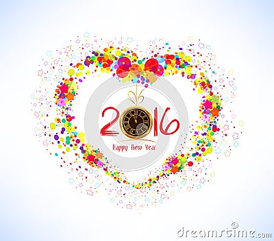 Happy new year 2016. Abstract colorful heart shape background Stock Photo