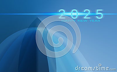 2025 Happy New Year abstract cruise in gradient Cartoon Illustration