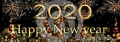 Happy new year 2020 on abstract night Stock Photo