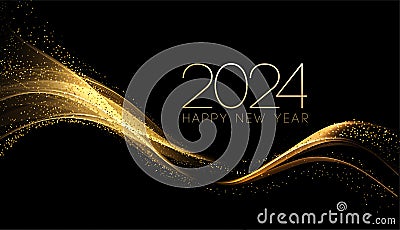 2024 New Year Abstract shiny color gold wave design element Vector Illustration