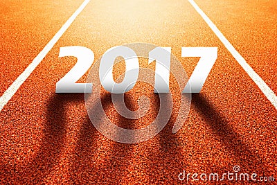 2017 Happy New Year, athletics sport running track concept Stock Photo