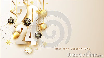 2024 Happy New Year background. Banner with numbers date 2024. Vector illustration Vector Illustration