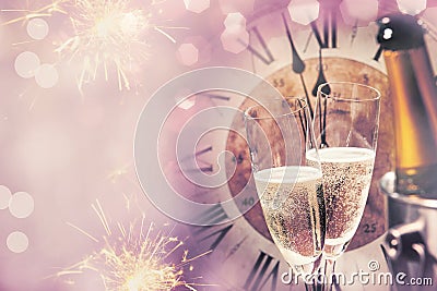 Happy New Year card for celebrating with champagne Stock Photo