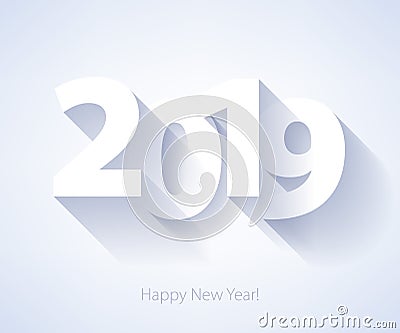 2019 Happy New Year background. Seasonal greeting card template. Vector Illustration