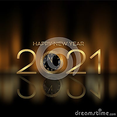 Happy New Year background with clock design Vector Illustration