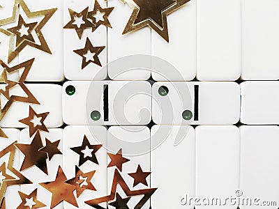 2020 Happy New Year background. Domino numbers with golden stars. Stock Photo