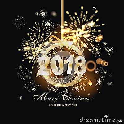 Happy New Year background with firework Stock Photo