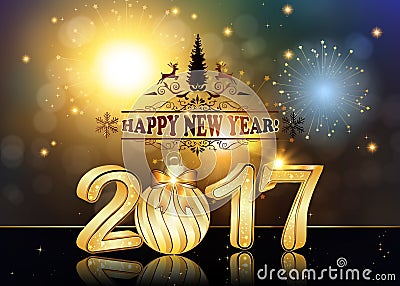 Happy New Year 2017 background / greeting card Stock Photo