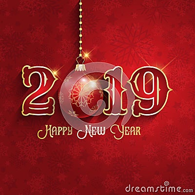 Happy New Year background with hanging bauble Vector Illustration