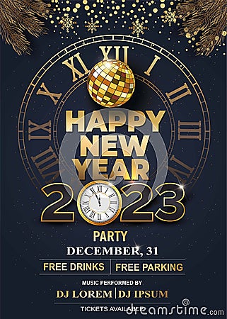 2023 Happy New Year Background for your Flyers and Greetings Card or new year themed party invitations Vector Illustration