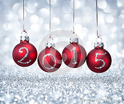 Happy new year 2015 with balls xmas Stock Photo