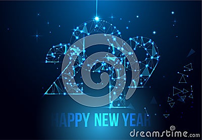 Happy new year 2019 banner design. Geometric polygonal 2019 new year greeting card. Vector fireworks background. Vector Illustration