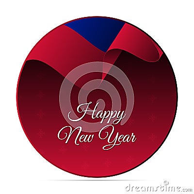 Happy New Year banner or sticker. Haiti waving flag. Snowflakes background. Vector illustration. Stock Photo