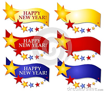 Happy New Year Banners or Logos 2 Cartoon Illustration