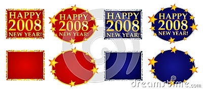 Happy New Year Banners or Logos 3 Cartoon Illustration