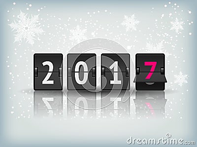 Happy New Year blue background with snowflakesand scoreboard. Vector Illustration. Vector Illustration