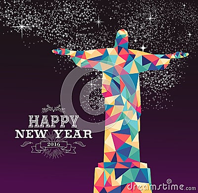 Happy new year 2016 brazil color triangle hipster Vector Illustration