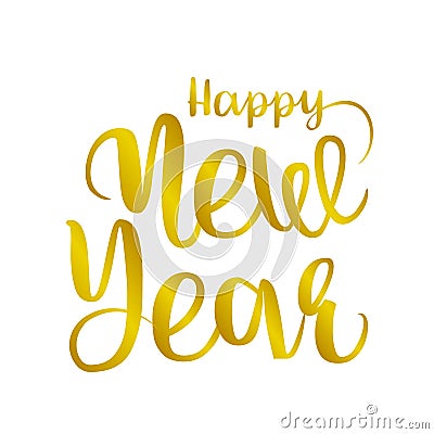 Happy new year brush hand lettering, Vector Illustration