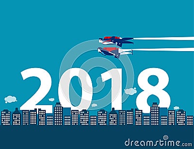 Happy new year. Business competition and direction for 2018. Con Vector Illustration