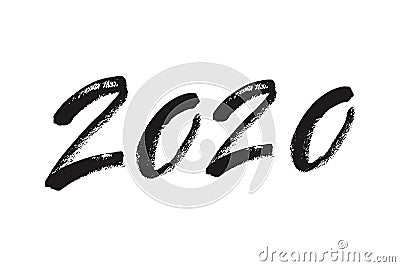 Happy New Year 2020 calligraphy. Ink lettering. Vector Illustration