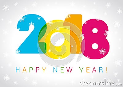 Happy New Year 2018 card text design Vector Illustration