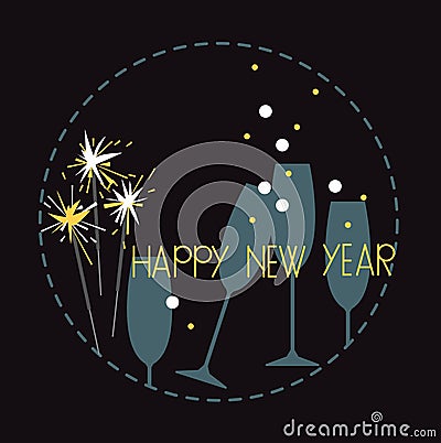 Happy New Year Card. Vector illustration. Vector Illustration