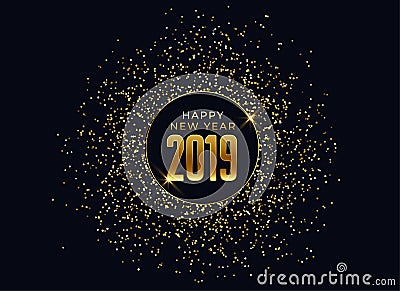 2019 happy new year celebration background with glitter and sparkles Vector Illustration