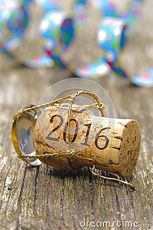 Happy new year 2016 with champagne cork Stock Photo