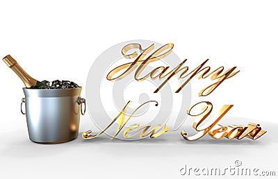 Happy New Year Champagne Stock Photo