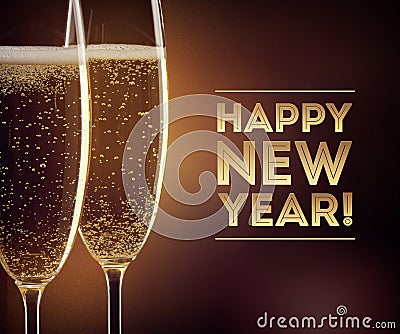 Happy New year champagne Stock Photo