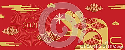 Happy new year, 2020, Chinese new year greetings, Year of the Rat , fortune Vector Illustration