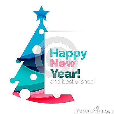 Happy New Year and Chrismas holiday greeting card elements Vector Illustration