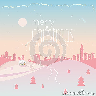 Happy new year - Christmas eve winter beautiful day rural nordic landscape Stock Photo