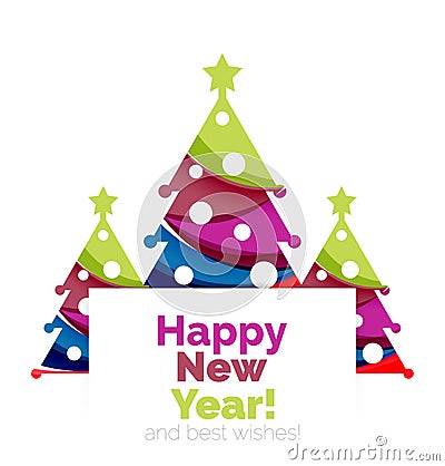 Happy New Year and Christmas holiday greeting card elements Vector Illustration