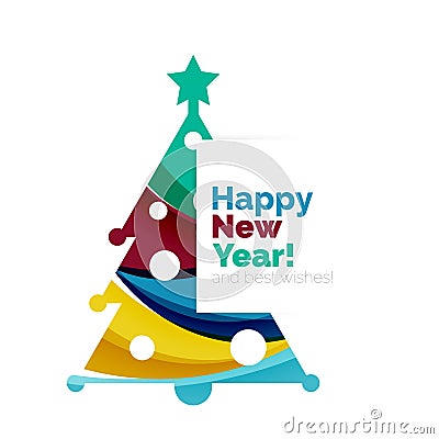 Happy New Year and Christmas holiday greeting card elements Vector Illustration