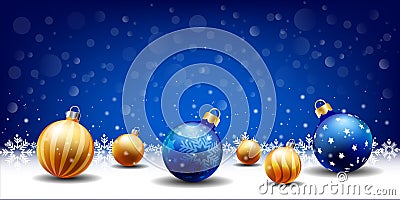 Happy New Year Christmas snowing Ball background, Text input box,Blue background Vector Illustration