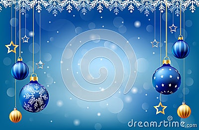 Happy New Year Christmas snowing Ball background, Text input box,Blue background Vector Illustration