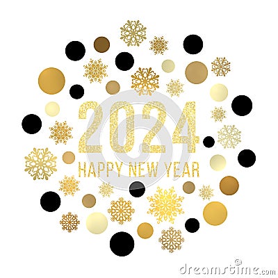 Happy New Year 2024 circle concept. Vector Illustration