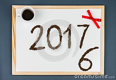 Happy new year 2017 coffee greetings card Stock Photo