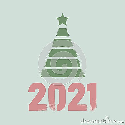 Happy New Year 2021 colored symbol and text in trendy flatten style design for seasonal holidays flyers, greetings and invitations Cartoon Illustration