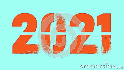 Happy New Year 2021 colored text in trendy flatten style design for seasonal holidays flyers, greetings and invitations cards and Cartoon Illustration