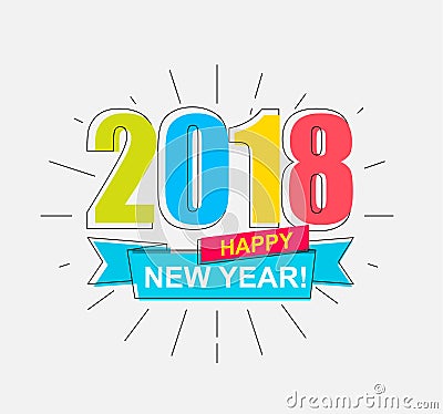 2018 Happy New Year. Vector Illustration