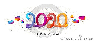 2020 Happy New Year colorful gradient 3d lettering Vector Illustration