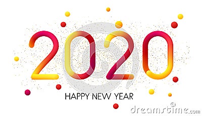 2020 Happy New Year colorful gradient 3d lettering Vector Illustration