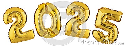 Happy new year concept. golden number helium balloons isolated background. 2025. design elements Stock Photo